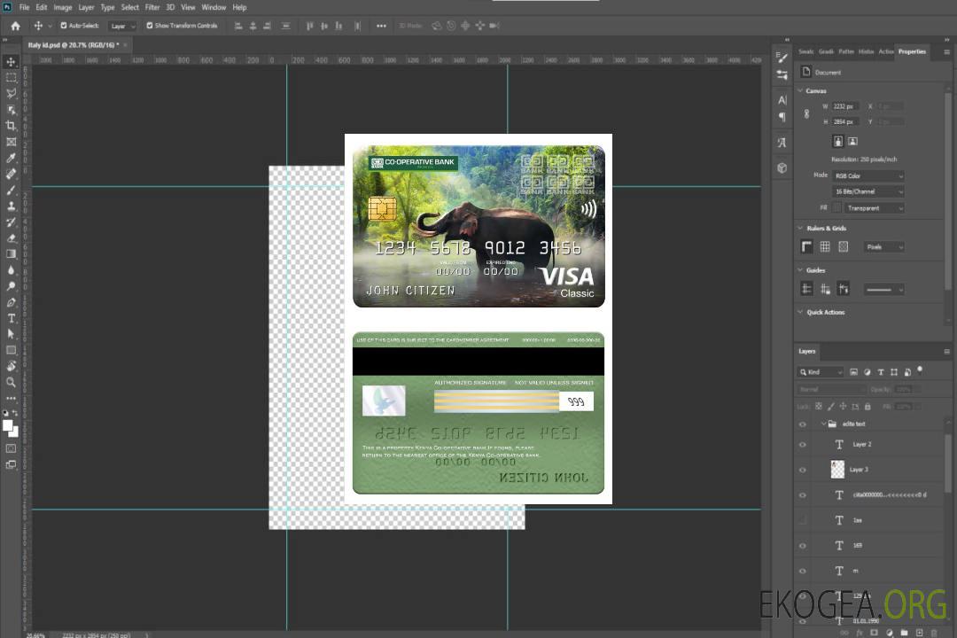 Carte visa classique de la Kenya Co-operative Bank template